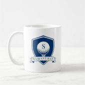 Minimalistisches Blau-Weiß-Modernes Initialen-Mono Kaffeetasse (Links)