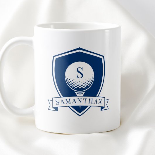 Minimalistisches Blau-Weiß-Modernes Initialen-Mono Kaffeetasse