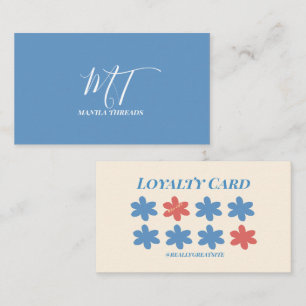 Minimalistisches Blau & Weiß Monogramm Schrift Ges Visitenkarte