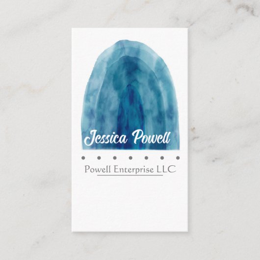 minimalistisches blau-weißes Aquarelldesign Visitenkarte (Vorderseite)