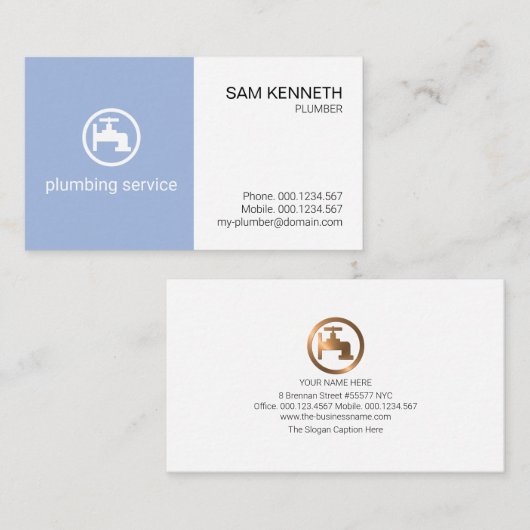 Minimalistisches Blauer weißer Kasten Visitenkarte (Vorne/Hinten)