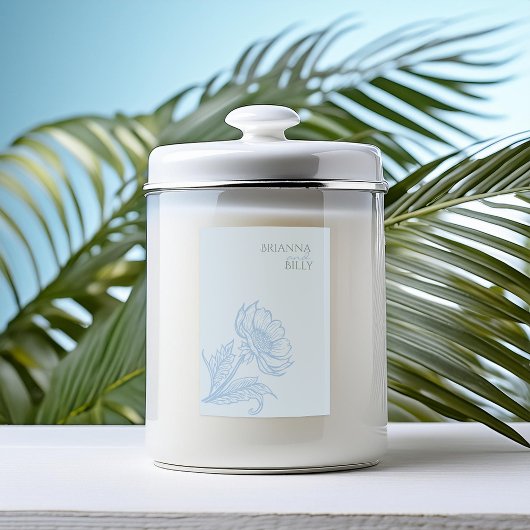 Minimalistisches blaues Blumenkerzensiegel Lebensmitteletikett