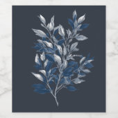 Minimalistisches Blaues botanisches Natureledesign Weinetikett (Einzelnes Label)