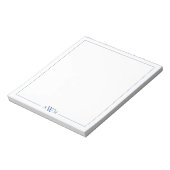 Minimalistisches blaues dreibuchstabiges Monogramm Notizblock (Rotiert)