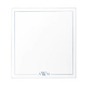 Minimalistisches blaues dreibuchstabiges Monogramm Notizblock (Vorderseite)