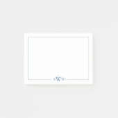 Minimalistisches blaues dreibuchstabiges Monogramm Post-it Klebezettel (Vorderseite)