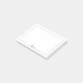 Minimalistisches blaues dreibuchstabiges Monogramm Post-it Klebezettel (angewinkelt)