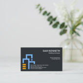 Minimalistisches Blaues Gebäude Blockbau Visitenkarte (Stehend Vorderseite)