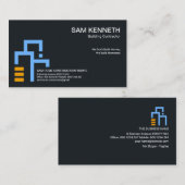 Minimalistisches Blaues Gebäude Blockbau Visitenkarte (Vorne/Hinten)