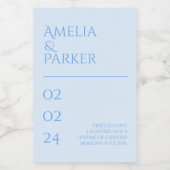 Minimalistisches blaues Hochzeitstich Lebensmitteletikett (Einzelnes Label)