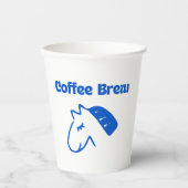 Minimalistisches blaues Kaffee-Logo Pappbecher (Vorderseite)