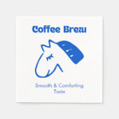 Minimalistisches blaues Kaffee-Logo Serviette (Vorderseite)