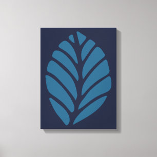 Minimalistisches blaues Leaf Leinwanddruck