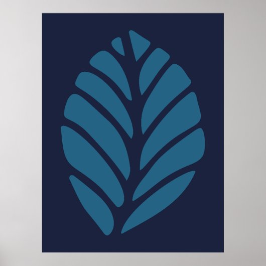 Minimalistisches blaues Leaf Poster (Vorne)