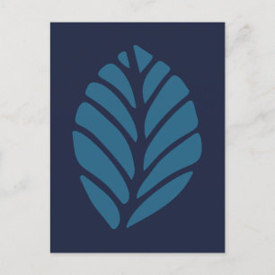 Minimalistisches blaues Leaf Postkarte
