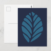 Minimalistisches blaues Leaf Postkarte (Vorne/Hinten)