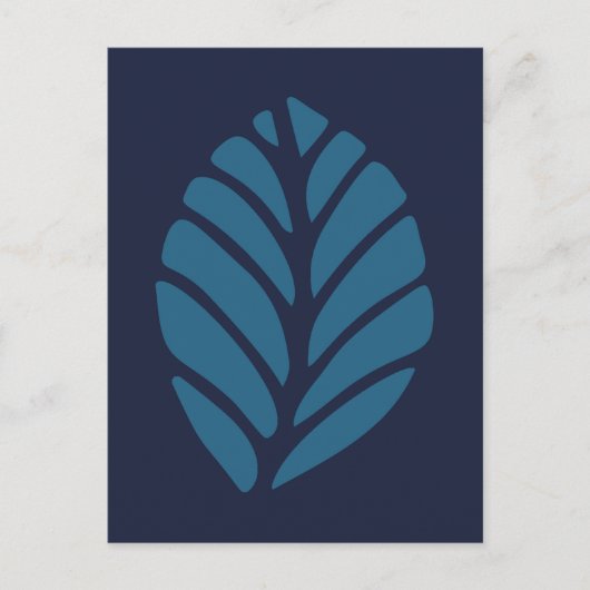 Minimalistisches blaues Leaf Postkarte (Vorderseite)