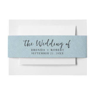 Minimalistisches blaues Linen Textur Schwarze Scri Einladungsbanderole