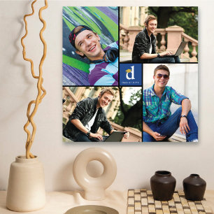 Minimalistisches blaues Quadrat-Monogramm 4 Foto-A Leinwanddruck