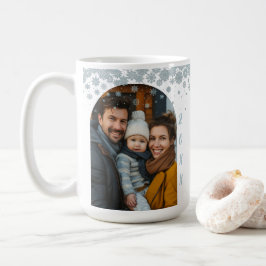 Minimalistisches blaues Schneeflocken-Foto Kaffeetasse