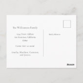 Minimalistisches blaues Skript Wir bewegten neue Z Postkarte (Rückseite)