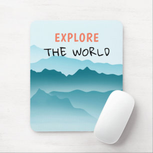 Minimalistisches blaues Wavy-Gebirge - Zitat Mousepad