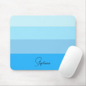 Minimalistisches blaugestreiftes Design mit Namen Mousepad (Mit Mouse)