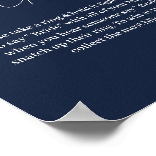 Minimalistisches Blu-Marine-Ringspiel heißt nicht Poster (Ecke)