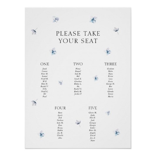 Minimalistisches Blue Hydrangea-Tischplakat Poster (Vorderseite)
