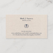 Minimalistisches Blue Justice Logo auf Beige Linen Visitenkarte (Rückseite)