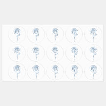 Minimalistisches Blue Rose Line Art Label