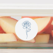 Minimalistisches Blue Rose Line Art Label Etiketten (Befestigt)
