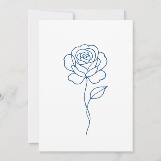 Minimalistisches Blue Rose Line Art Poster Einladung (Vorderseite)