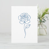 Minimalistisches Blue Rose Line Art Poster Einladung (Stehend Vorderseite)