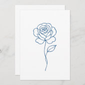 Minimalistisches Blue Rose Line Art Poster Einladung (Vorne/Hinten)
