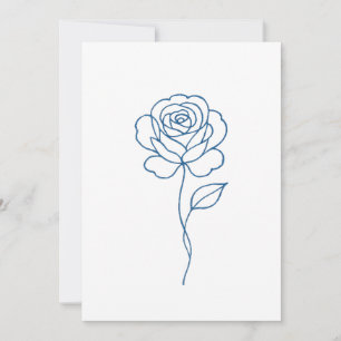 Minimalistisches Blue Rose Line Art Poster Einladung