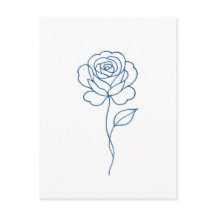 Minimalistisches Blue Rose Line Art Poster