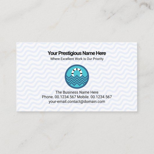 Minimalistisches Blue Water Wave Schwimmbad Visitenkarte (Rückseite)