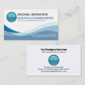 Minimalistisches Blue Water Wave Schwimmbad Visitenkarte (Vorne/Hinten)