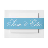 Minimalistisches Blue Wedding Toile Monogram Name Einladungsbanderole (Vorderseite Beispiel)
