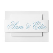 Minimalistisches Blue Wedding Toile Monogram Name Einladungsbanderole (Vorderseite Beispiel)