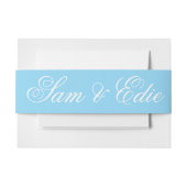 Minimalistisches Blue Wedding Toile Monogram Name Einladungsbanderole (Vorderseite Beispiel)