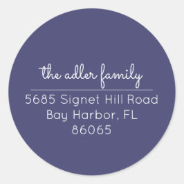 Minimalistisches Blue & White Return-Address-Label Runder Aufkleber