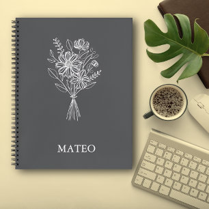 Minimalistisches Blumen-Linienkunst-Notizbuch Notizblock