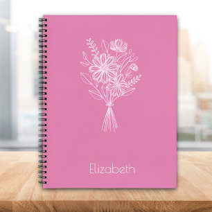 Minimalistisches Blumen-Linienkunst-Notizbuch – Sa Notizblock