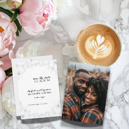 Minimalistisches Blumenhochzeiten-Foto Save the Da Save The Date