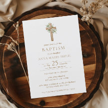 Minimalistisches Blumenkreuz Moderne Taufe