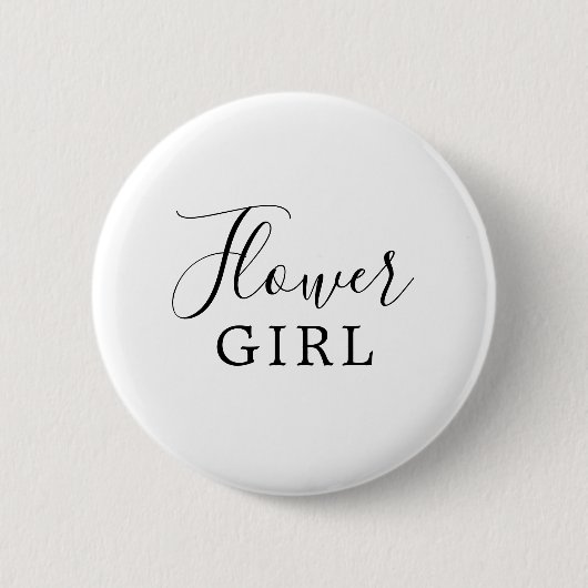 Minimalistisches Blumenmädchen-Brautabschiedsparty Button (Vorderseite)