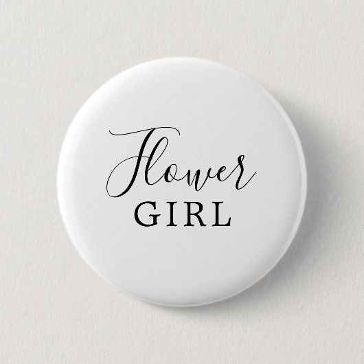 Minimalistisches Blumenmädchen-Brautparty Button (Vorderseite)