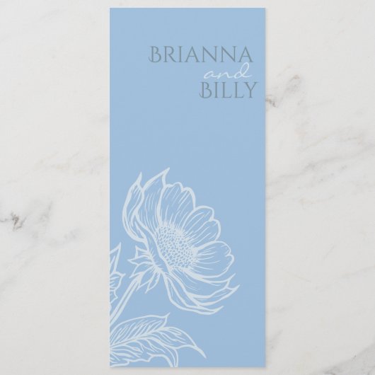 Minimalistisches Blumenmenü Menükarte (Rückseite)